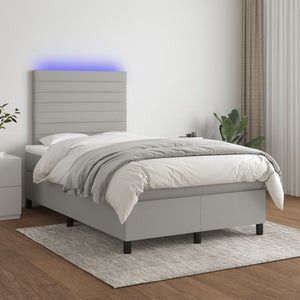 Letto a Molle Materasso e LED Grigio Chiaro 120x190 cm Tessuto 3270204