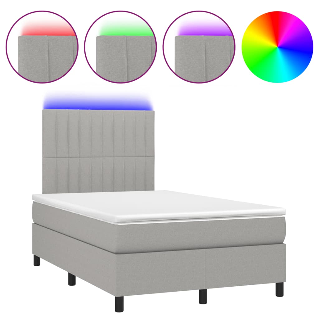 Letto a Molle Materasso e LED Grigio Chiaro 120x190 cm Tessutocod mxl 116035