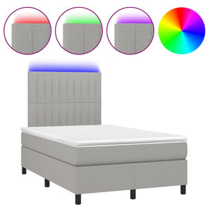 Letto a Molle Materasso e LED Grigio Chiaro 120x190 cm Tessutocod mxl 116035