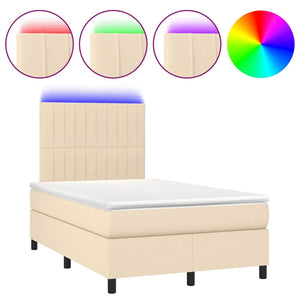 Letto a Molle con Materasso e LED Crema 120x190 cm in Tessuto 3270216