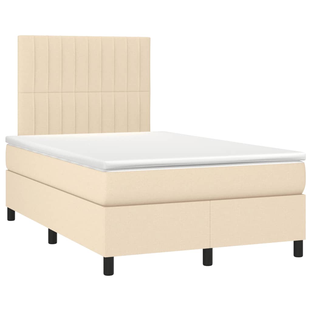 Letto a Molle con Materasso e LED Crema 120x190 cm in Tessuto 3270216