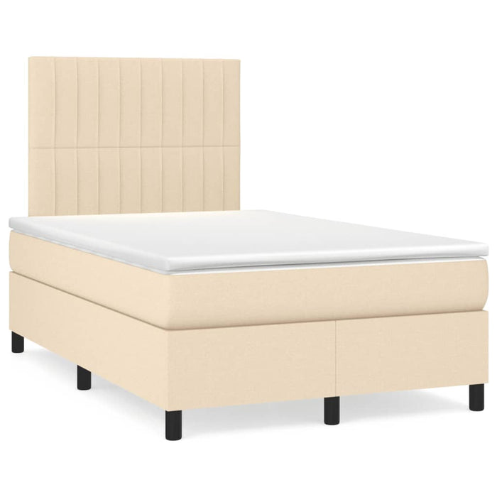 Letto a Molle con Materasso e LED Crema 120x190 cm in Tessuto 3270216