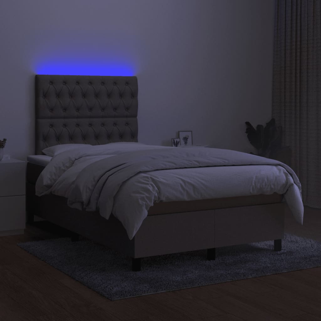 Letto a Molle con Materasso e LED Tortora 120x190 cm in Tessuto 3270222