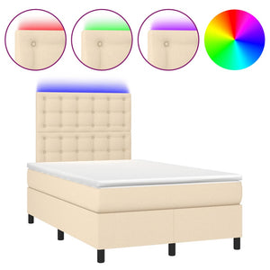 Letto a Molle con Materasso e LED Crema 120x190 cm in Tessuto 3270230