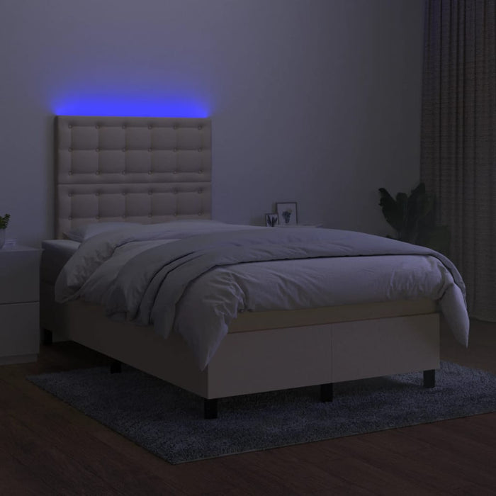 Letto a Molle con Materasso e LED Crema 120x190 cm in Tessuto 3270230