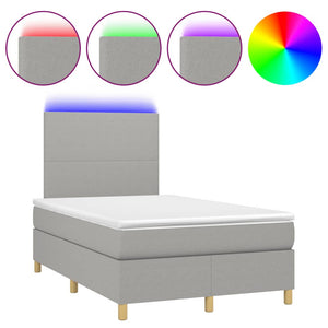 Letto a Molle Materasso e LED Grigio Chiaro 120x190 cm Tessutocod mxl 115351