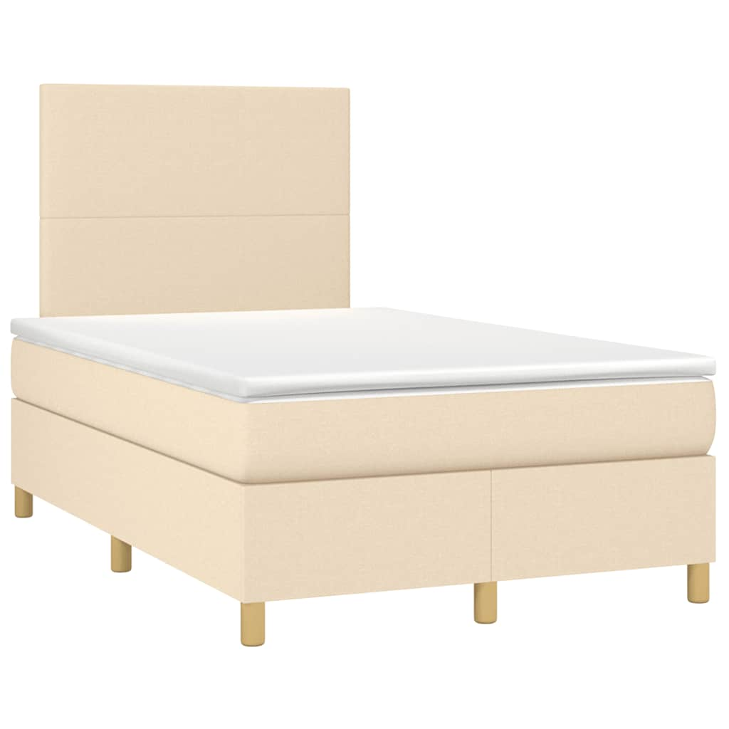 Letto a Molle con Materasso e LED Crema 120x190 cm in Tessuto 3270237