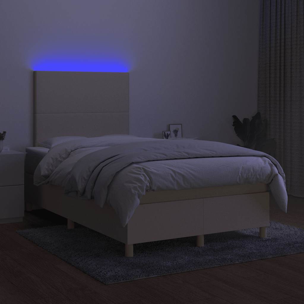 Letto a Molle con Materasso e LED Crema 120x190 cm in Tessuto 3270237