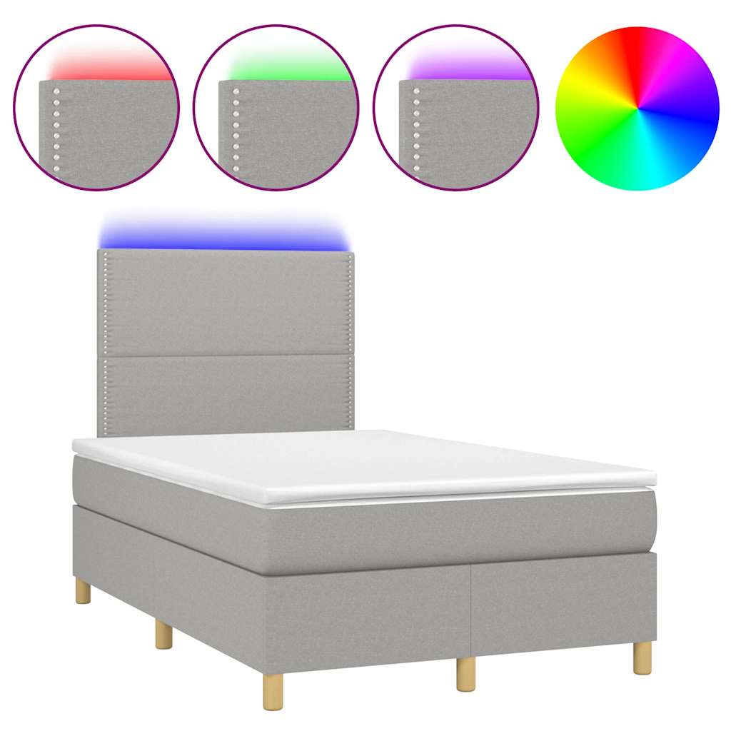 Letto a Molle Materasso e LED Grigio Chiaro 120x190 cm Tessuto 3270239