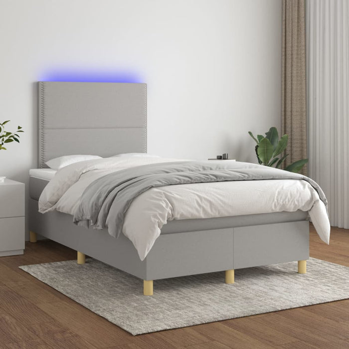 Letto a Molle Materasso e LED Grigio Chiaro 120x190 cm Tessuto 3270239