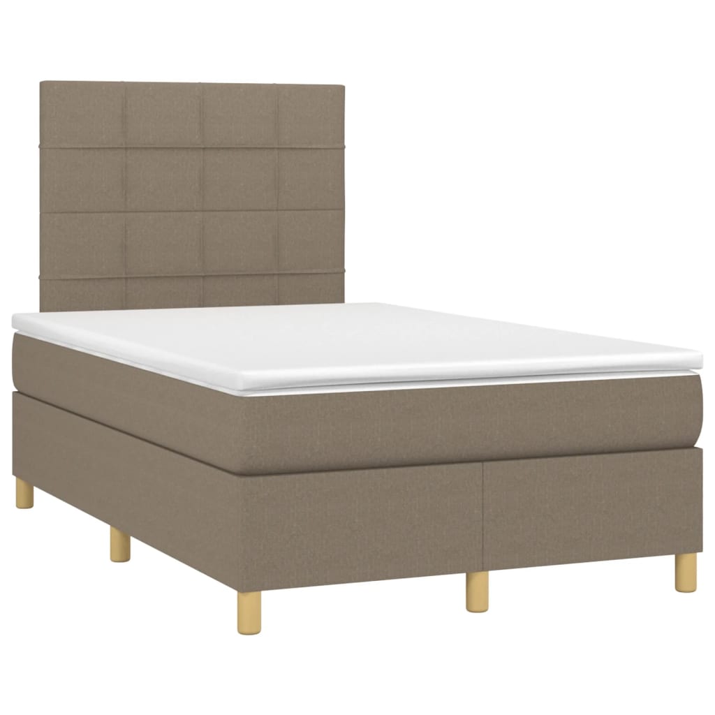 Letto a Molle con Materasso e LED Tortora 120x190 cm in Tessuto 3270250