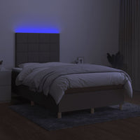 Letto a Molle con Materasso e LED Tortora 120x190 cm in Tessuto 3270250