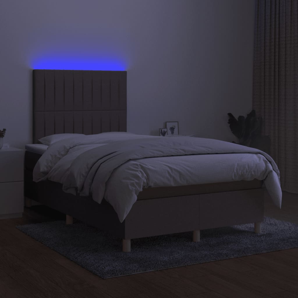 Letto a Molle con Materasso e LED Tortora 120x190 cm in Tessuto 3270264