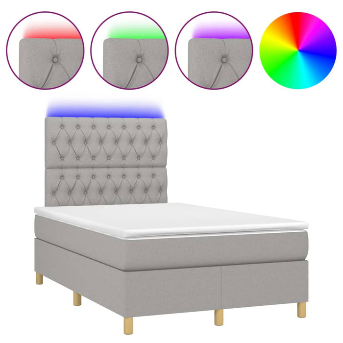 Letto a Molle Materasso e LED Grigio Chiaro 120x190 cm Tessuto 3270267