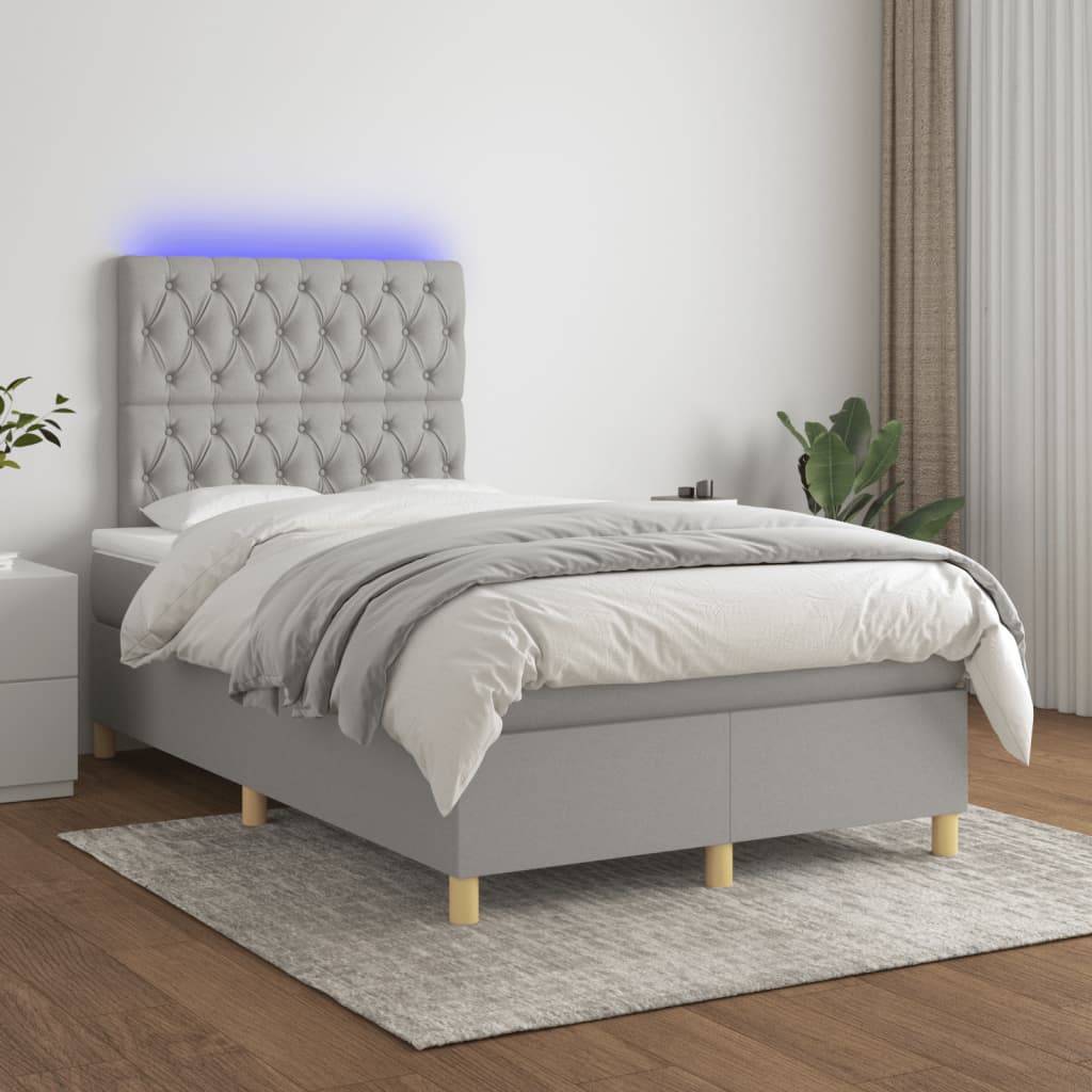 Letto a Molle Materasso e LED Grigio Chiaro 120x190 cm Tessuto 3270267