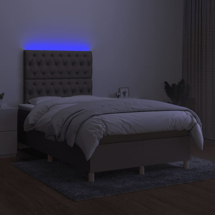 Letto a Molle con Materasso e LED Tortora 120x190 cm in Tessuto 3270271