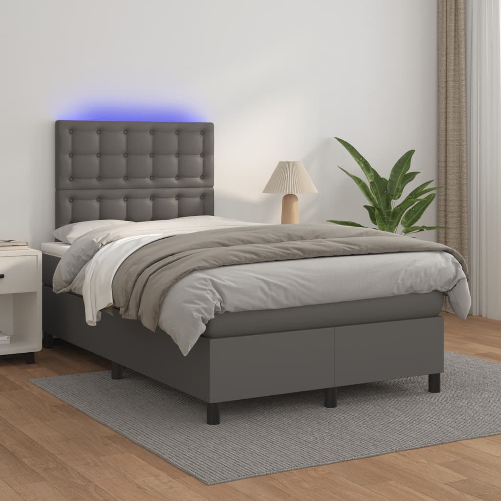 Giroletto Molle con Materasso e LED Grigio 120x190cm Similpelle 3270297