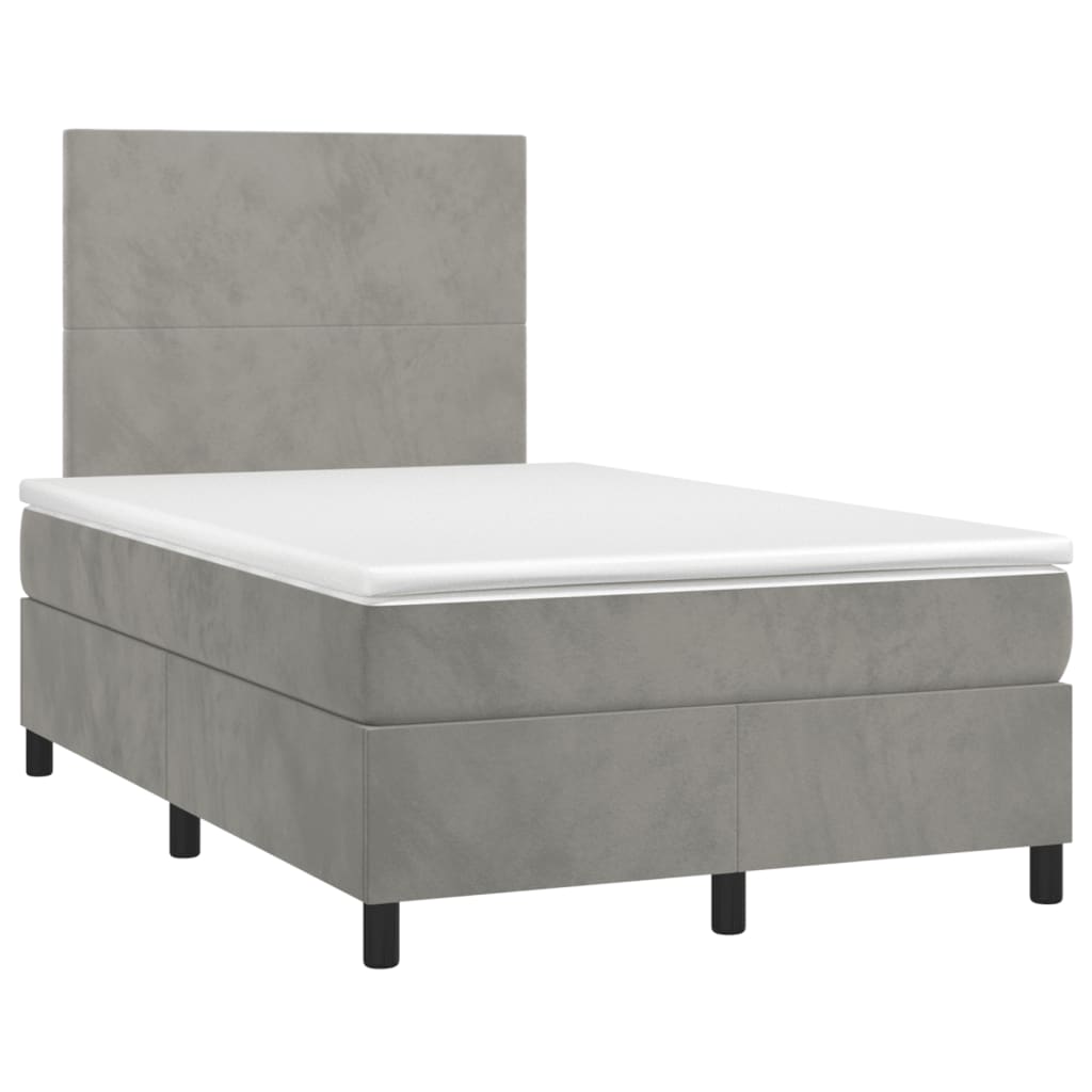 Letto a Molle Materasso e LED Grigio Chiaro 120x190 cm Vellutocod mxl 91859