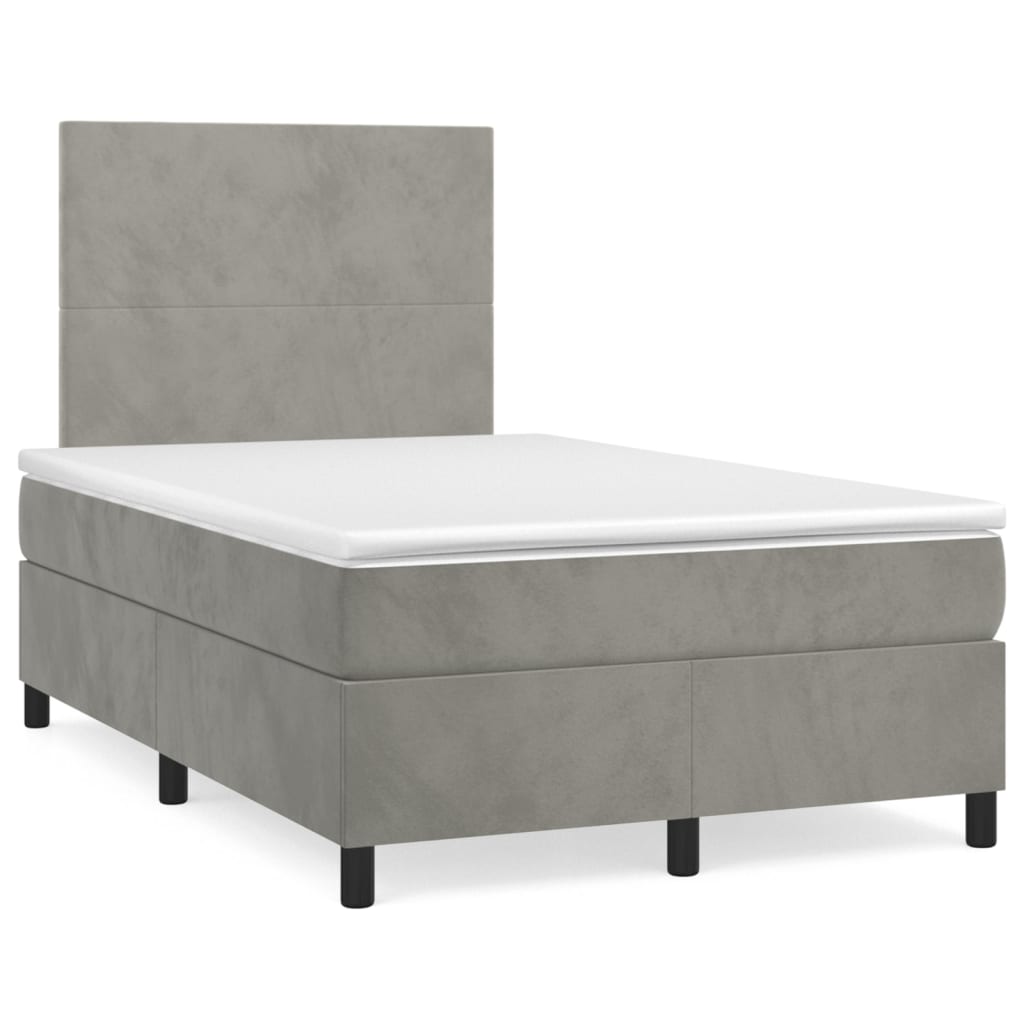 Letto a Molle Materasso e LED Grigio Chiaro 120x190 cm Vellutocod mxl 91859