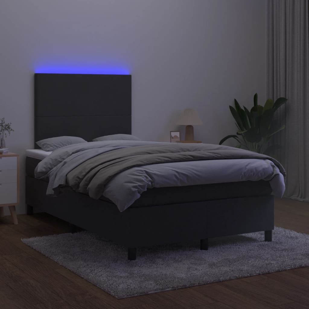 Letto a Molle con Materasso e LED Nero 120x190 cm in Velluto 3270301