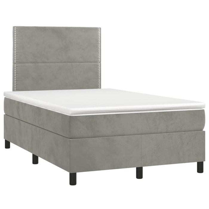 Letto a Molle Materasso e LED Grigio Chiaro 120x190 cm Velluto 3270305