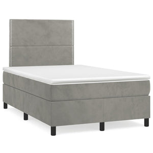 Letto a Molle Materasso e LED Grigio Chiaro 120x190 cm Velluto 3270305