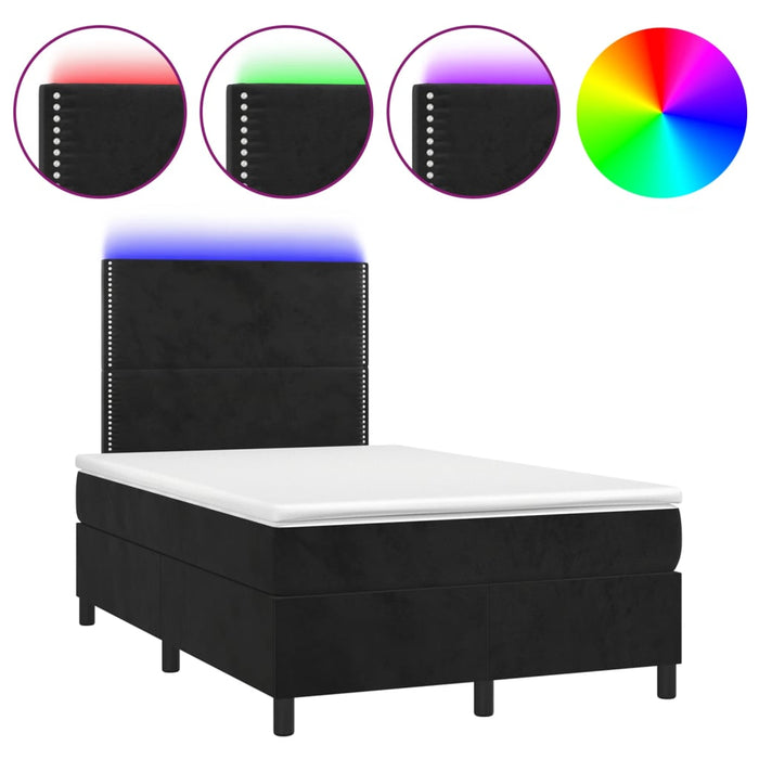 Letto a Molle con Materasso e LED Nero 120x190 cm in Velluto 3270307