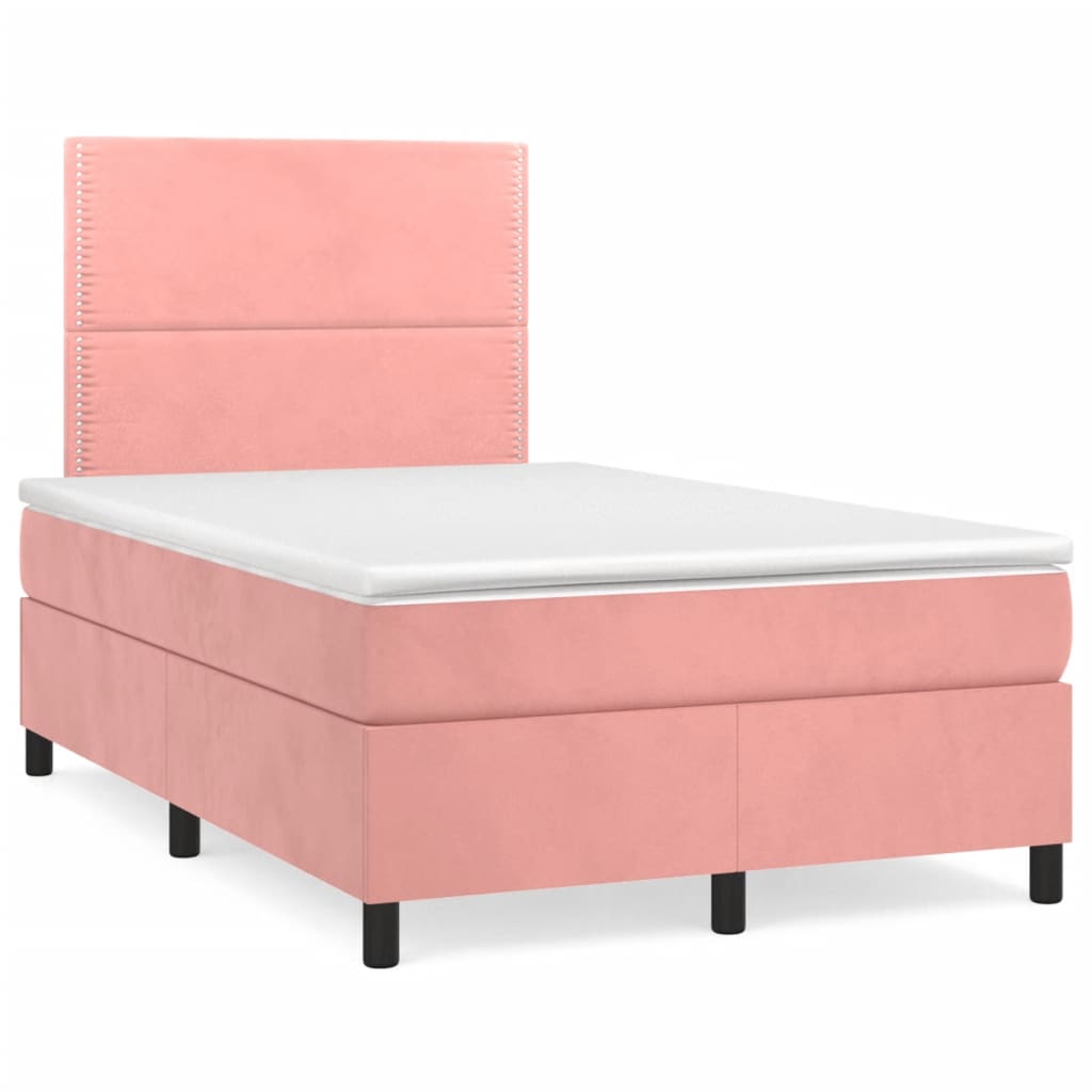 Letto a Molle con Materasso e LED Rosa 120x190 cm in Velluto 3270310