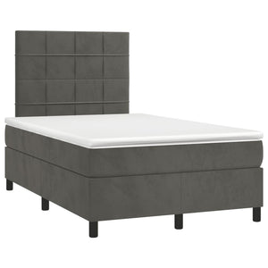 Letto a Molle Materasso e LED Grigio Scuro 120x190cm in Velluto 3270312