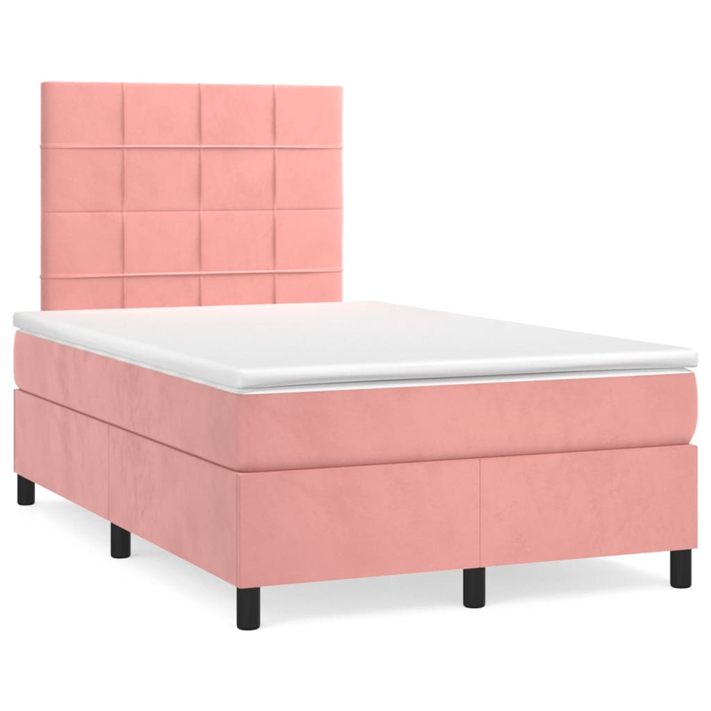 Letto a Molle con Materasso e LED Rosa 120x190 cm in Velluto 3270316