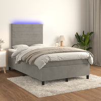 Letto a Molle Materasso e LED Grigio Chiaro 120x190 cm Velluto 3270317