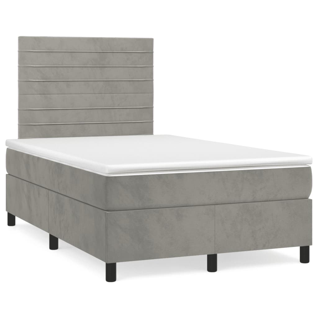 Letto a Molle Materasso e LED Grigio Chiaro 120x190 cm Velluto 3270317