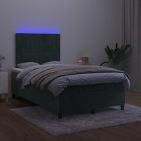 Letto a Molle con Materasso e LED Verde Scuro 120x190cm Velluto 3270326