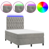 Letto a Molle Materasso e LED Grigio Chiaro 120x190 cm Velluto 3270329