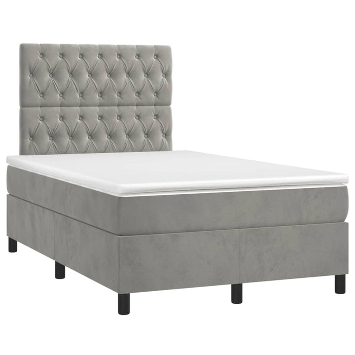 Letto a Molle Materasso e LED Grigio Chiaro 120x190 cm Velluto 3270329