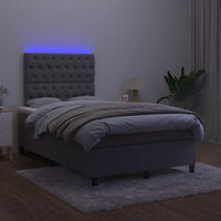 Letto a Molle Materasso e LED Grigio Scuro 120x190cm in Velluto 3270330