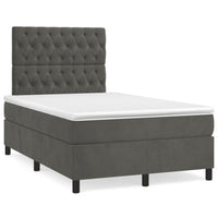 Letto a Molle Materasso e LED Grigio Scuro 120x190cm in Velluto 3270330