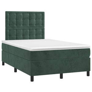 Letto a Molle con Materasso e LED Verde Scuro 120x190cm Velluto 3270338