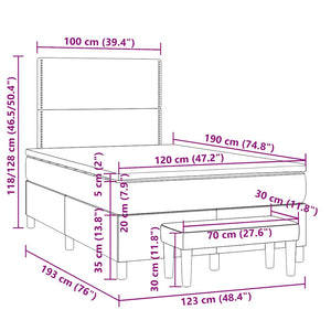 Giroletto a Molle con Materasso Tortora 120x190 cm in Tessuto 3270401