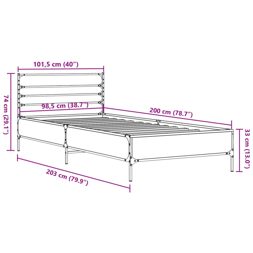 Giroletto Rovere Marrone 100x200 cm Legno Multistrato e Metallo 845591