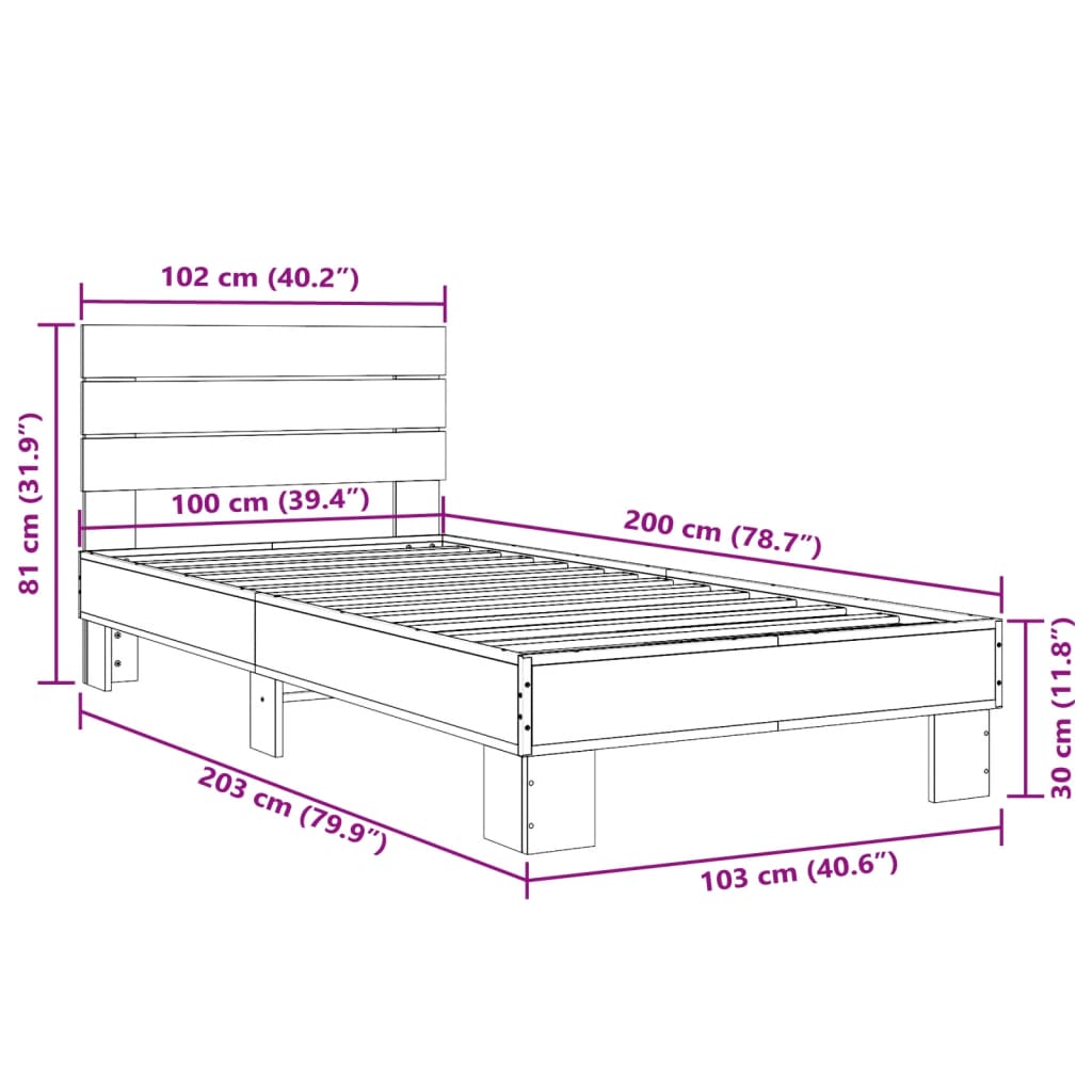 Giroletto Rovere Sonoma 100x200 cm Legno Multistrato e Metallo 845738