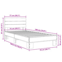 Giroletto Grigio Sonoma 75x190cm in Legno Multistrato e Metallo 845750