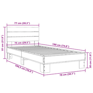 Giroletto Grigio Sonoma 75x190cm in Legno Multistrato e Metallo 845750