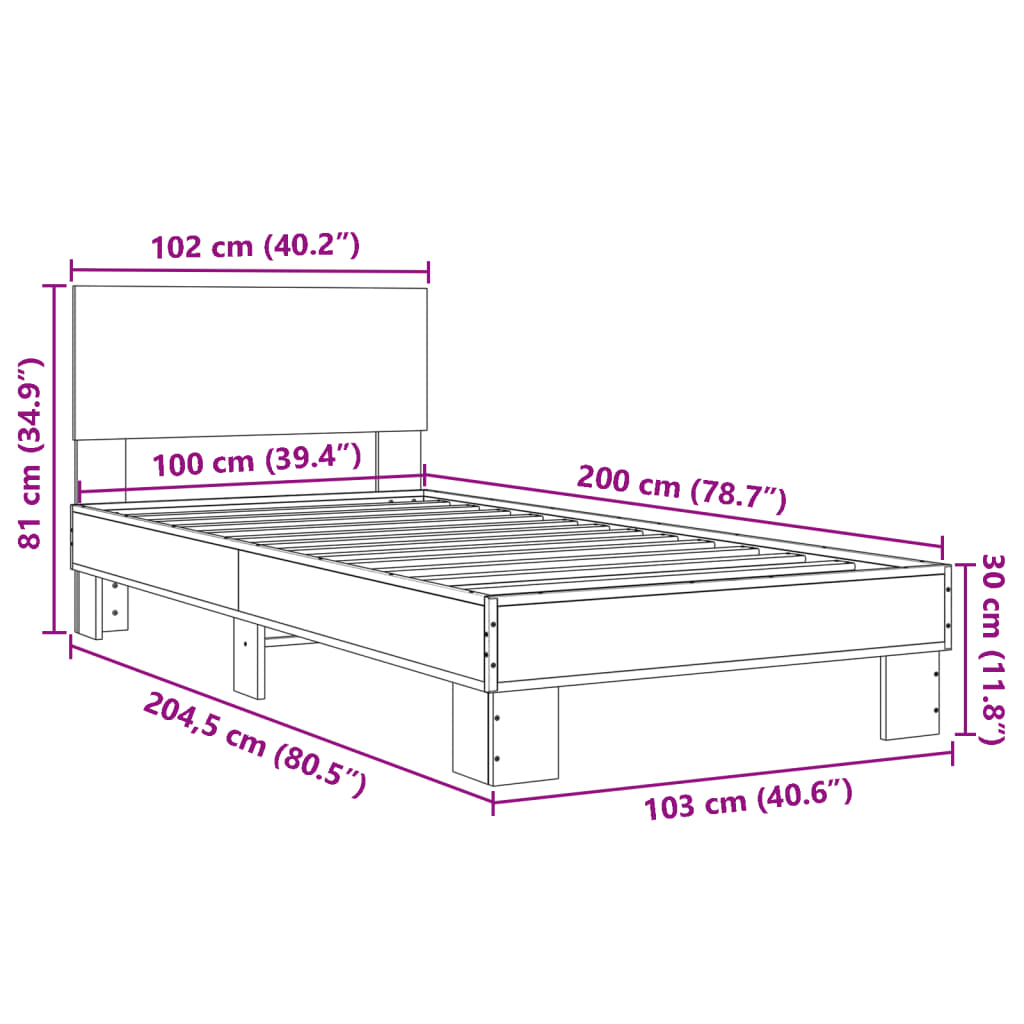 Giroletto Rovere Marrone 100x200 cm Legno Multistrato e Metallo 845806