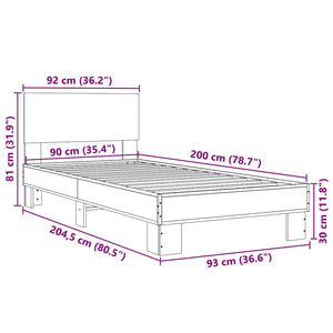 Giroletto Nero 90x200 cm in Legno Multistrato e Metallo 845807