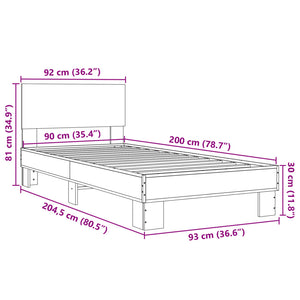 Giroletto Rovere Fumo 90x200 cm in Legno Multistrato e Metallo 845809