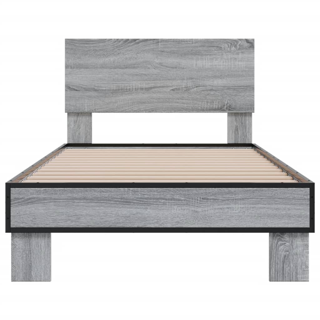 Giroletto Grigio Sonoma 90x200 cm Legno Multistrato e Metallo 845810