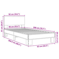 Giroletto Grigio Sonoma 90x200 cm Legno Multistrato e Metallo 845810