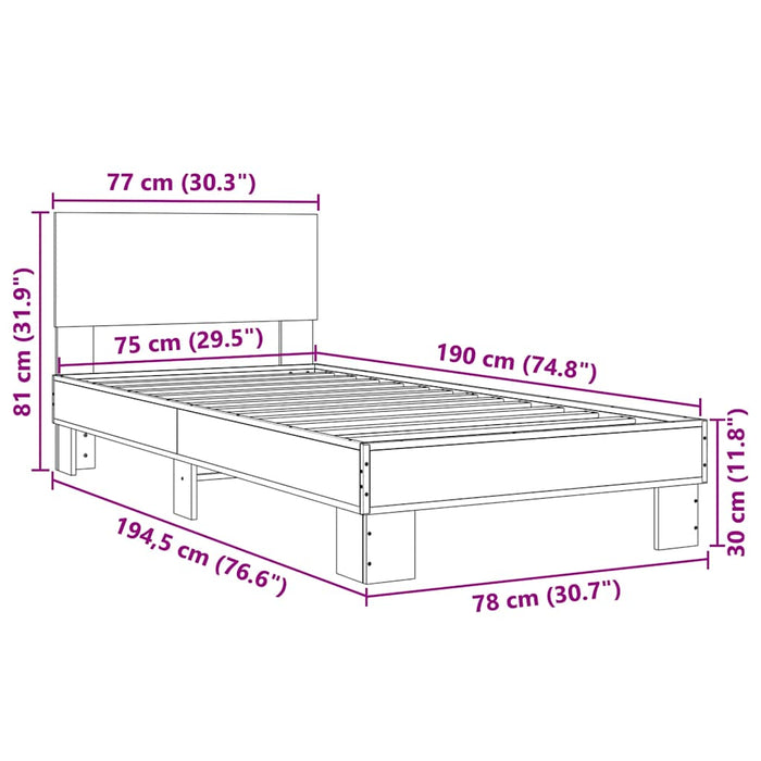 Giroletto Rovere Sonoma 75x190cm in Legno Multistrato e Metallo 845813