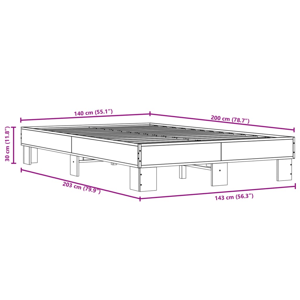 Giroletto Rovere Fumo 140x200 cm in Legno Multistrato Metallo 845859